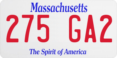 MA license plate 275GA2