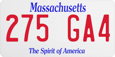 MA license plate 275GA4