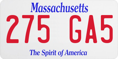 MA license plate 275GA5