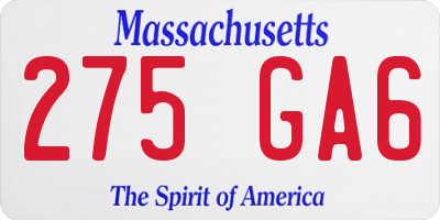 MA license plate 275GA6