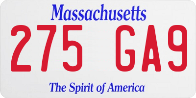 MA license plate 275GA9