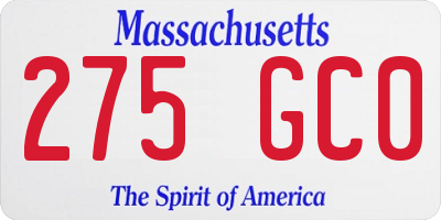 MA license plate 275GC0