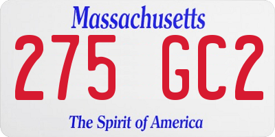 MA license plate 275GC2