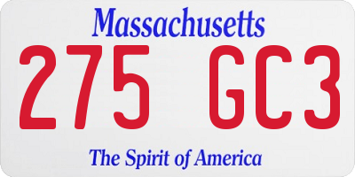 MA license plate 275GC3
