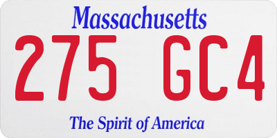 MA license plate 275GC4