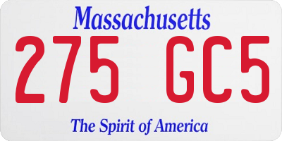 MA license plate 275GC5