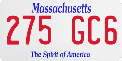 MA license plate 275GC6
