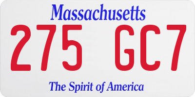 MA license plate 275GC7