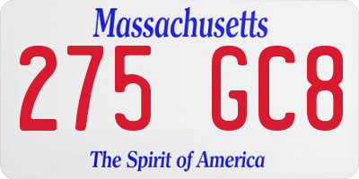MA license plate 275GC8