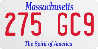 MA license plate 275GC9