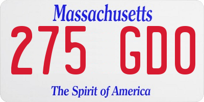 MA license plate 275GD0