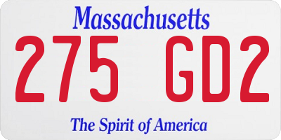 MA license plate 275GD2