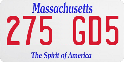 MA license plate 275GD5