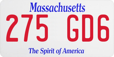MA license plate 275GD6