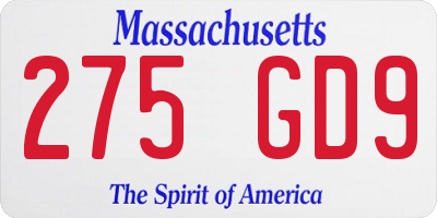 MA license plate 275GD9