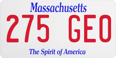 MA license plate 275GE0