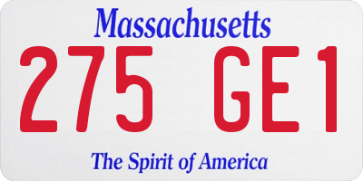MA license plate 275GE1