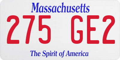 MA license plate 275GE2