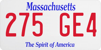 MA license plate 275GE4