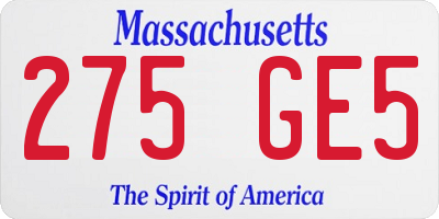MA license plate 275GE5