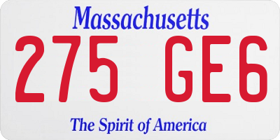 MA license plate 275GE6