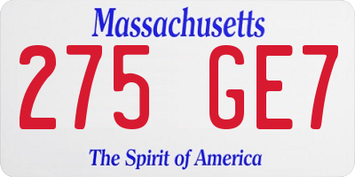 MA license plate 275GE7