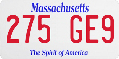 MA license plate 275GE9