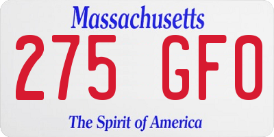 MA license plate 275GF0