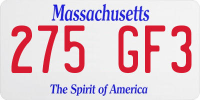 MA license plate 275GF3