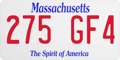 MA license plate 275GF4