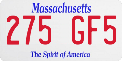 MA license plate 275GF5