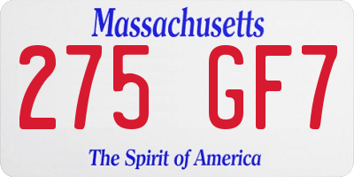 MA license plate 275GF7