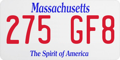 MA license plate 275GF8