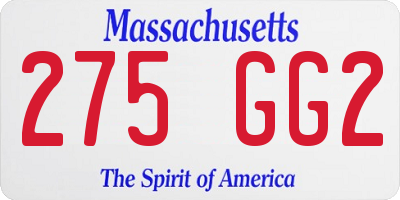 MA license plate 275GG2
