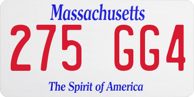 MA license plate 275GG4