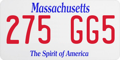 MA license plate 275GG5