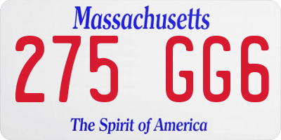 MA license plate 275GG6