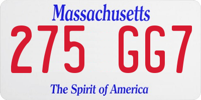 MA license plate 275GG7