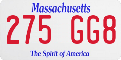 MA license plate 275GG8