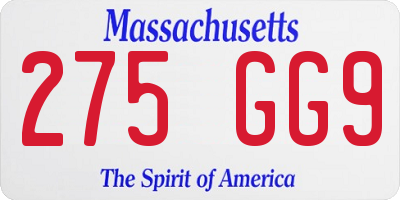 MA license plate 275GG9