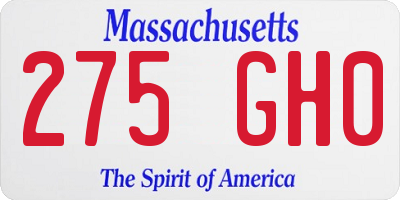 MA license plate 275GH0