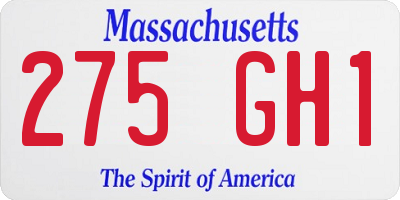 MA license plate 275GH1
