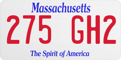 MA license plate 275GH2