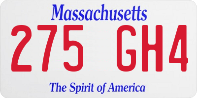 MA license plate 275GH4