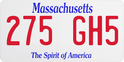 MA license plate 275GH5
