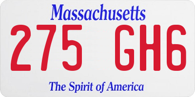 MA license plate 275GH6