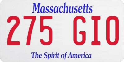 MA license plate 275GI0
