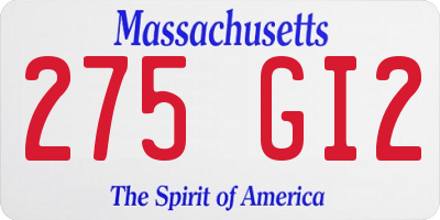 MA license plate 275GI2