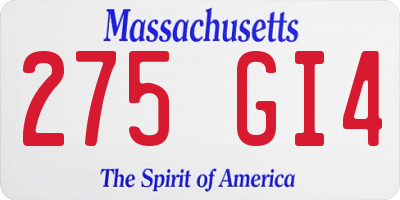 MA license plate 275GI4