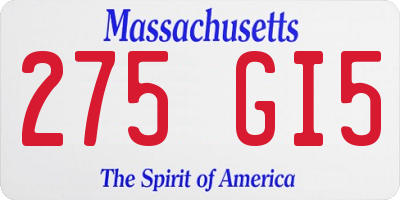 MA license plate 275GI5